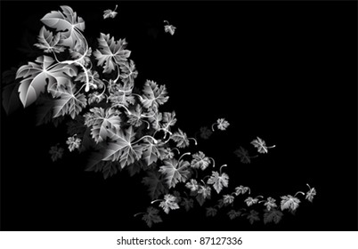 Autumn wind- leaves falling, vector