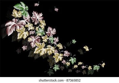 Autumn wind- leaves falling, vector