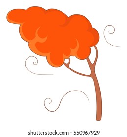 Autumn wind and tree icon. Cartoon illustration of autumn wind and tree vector icon for web design