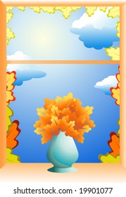 Autumn window illustration