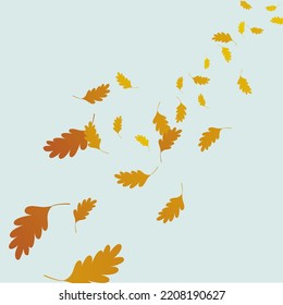 Autumn windy background with falling oak leaves. Design elements  for backgrounds, banners, templates. Vector illustration.