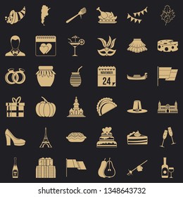 Autumn wine icons set. Simple style of 36 autumn wine vector icons for web for any design