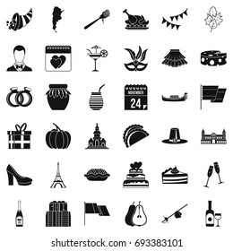 Autumn wine icons set. Simple style of 36 autumn wine vector icons for web isolated on white background