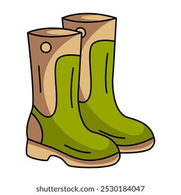 Autumn or winter boots. Seasonal element of clothes for cold weather. Vector flat simple element, color illustration. For logo, sticker, print, web design, scrapbooking