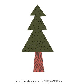 Autumn and winter fir-tree vector illustration. Cute autumn tree from the forest. Cozy colors