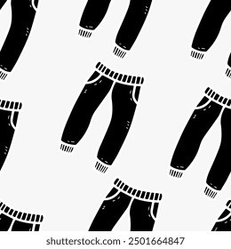Patrón de Vector sin costuras de otoño e invierno con pantalones coloridos. Estilo de doodle simple	