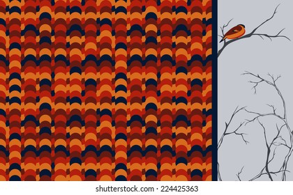 autumn and winter season vector background with copyspace (contains seamless pattern of knitted abstract texture)