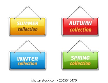 Autumn, Winter, Spring, Summer collection tags.  Vector illustration for promotion, sale and discounts.