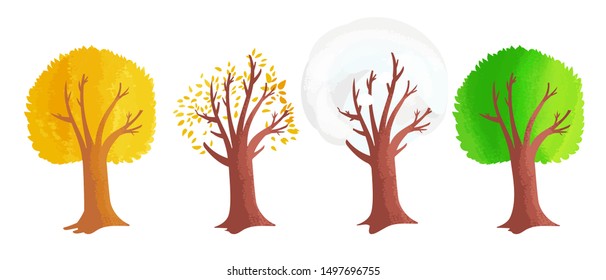 Autumn, winter, spring or summer trees. Seasonal symbol. Premium quality vector illustration.