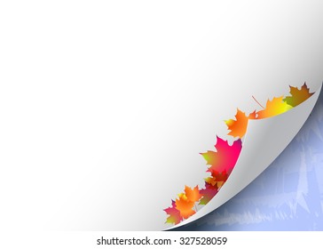 Autumn and winter. Vector background with a paper horn