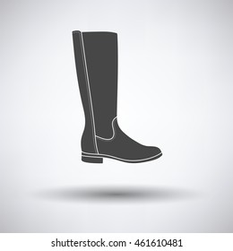 Autumn woman boot icon on gray background with round shadow. Vector illustration.