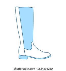 Autumn Woman Boot Icon. Thin Line With Blue Fill Design. Vector Illustration.