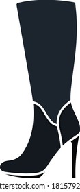 Autumn Woman High Heel Boot Icon. Flat Color Design. Vector Illustration.