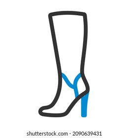 Autumn Woman High Heel Boot Icon. Editable Bold Outline With Color Fill Design. Vector Illustration.