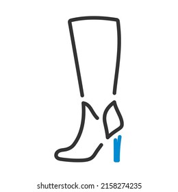 Autumn Woman High Heel Boot Icon. Editable Bold Outline With Color Fill Design. Vector Illustration.