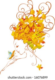 autumn woman, vector