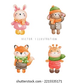 Autumn woodland animal, vector illustration