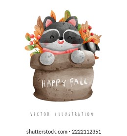 Autumn woodland animal, vector illustration