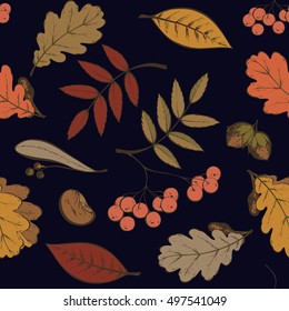 Autumn in the woods seamless pattern  illustration