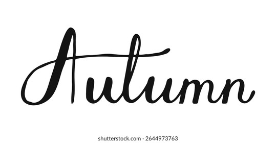 Autumn word hand drawn brush lettering. Fall poster Templates. Isolated Typographic Design with black text for shop, discount, sale, flyer, decoration.