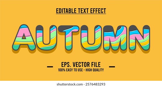 Autumn word typography poster. Editing manipulation word for postcard, autumn icon, logo for advertising or design element. Autumn vector style typography	
