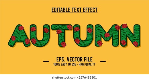 Autumn word typography poster. Editing manipulation word for postcard, autumn icon, logo for advertising or design element. Autumn vector style typography	