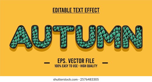 Autumn word typography poster. Editing manipulation word for postcard, autumn icon, logo for advertising or design element. Autumn vector style typography	