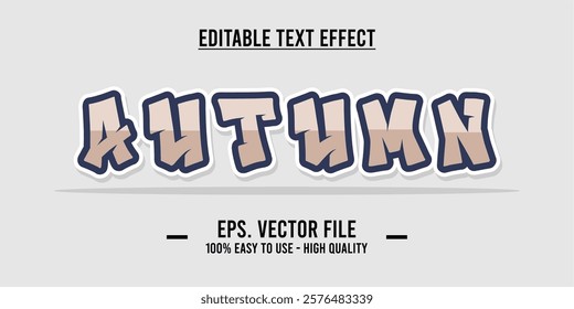 Autumn word typography poster. Editing manipulation word for postcard, autumn icon, logo for advertising or design element. Autumn vector style typography	