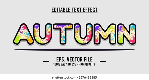 Autumn word typography poster. Editing manipulation word for postcard, autumn icon, logo for advertising or design element. Autumn vector style typography	