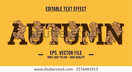 Autumn word typography poster. Editing manipulation word for postcard, autumn icon, logo for advertising or design element. Autumn vector style typography	