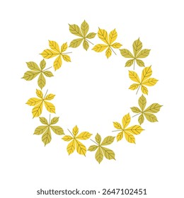 Autumn wreath of chestnut leaves. Vector illustration Botanical art