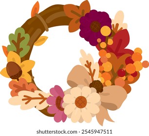autumn wreath deco fall vector