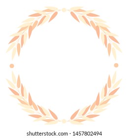 Autumn wreath with leaf and flowers. Illustration for menu, shop, logo, banner.  Vector illustration.