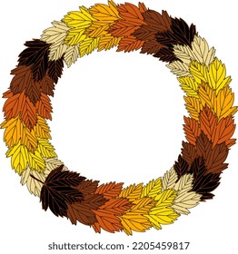 Autumn wreath of maple leaves.  Vector illustration with transparent background. For your buznes.
 Design template, for advertising, internet, social networks, stickers,
 creating patterns.