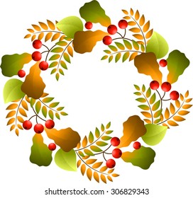 Autumn wreath on a white background