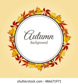 Autumn wreath of various ornamental autumn flowers