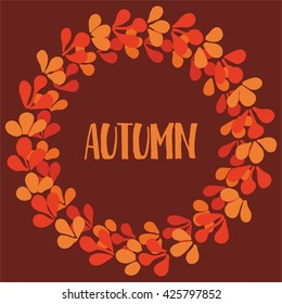 Autumn wreath vector card isolated on dark background