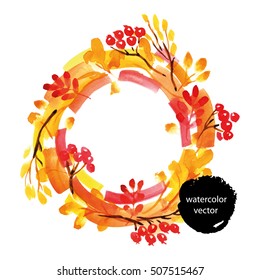 autumn wreath watercolor vector