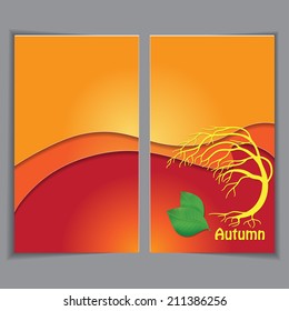 Autumn yellow background, front and back template