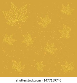 Autumn yellow background - maple leaves - monochrome - vector.