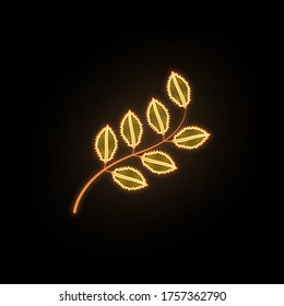 Autumn yellow color leaf neon icon. Simple thin line, outline vector of leaf icons for ui and ux, website or mobile application