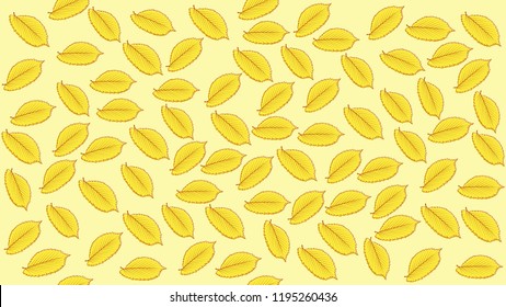 Autumn yellow elm leaves seamless pattern vector background