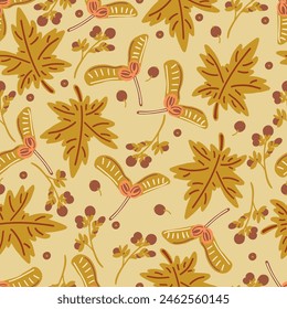 Autumn yellow flat design leaves seamless pattern