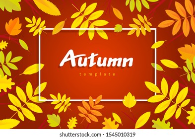 Autumn yellow foliage Frame background brown