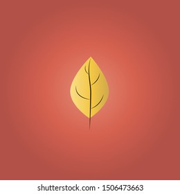 Autumn yellow leaf on a red background. Icon