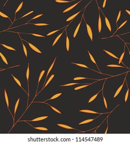 Autumn yellow leafs and branches pattern