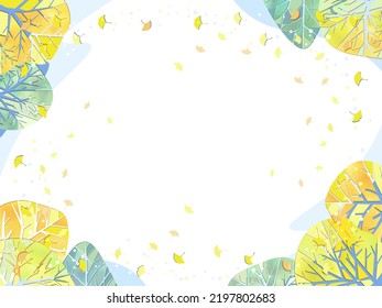 Autumn yellow leaves ginkgo tree frame