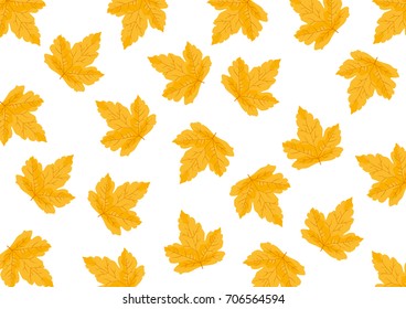 Autumn Yellow Leaves Vector Rectangle - White background