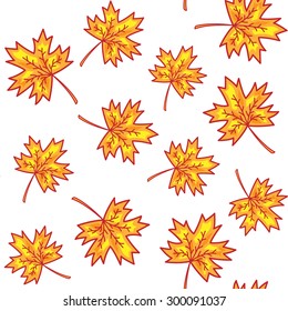 Autumn yellow maple leaf seamless pattern background