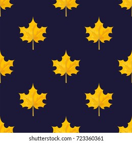 Autumn yellow maple leaf season nature seamless pattern plant foliage bright decoration natural vector illustration.